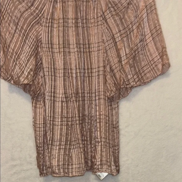 Rebecca Taylor Pink Pleated Blouse with Flutter Sleeves - Picture 5 of 7